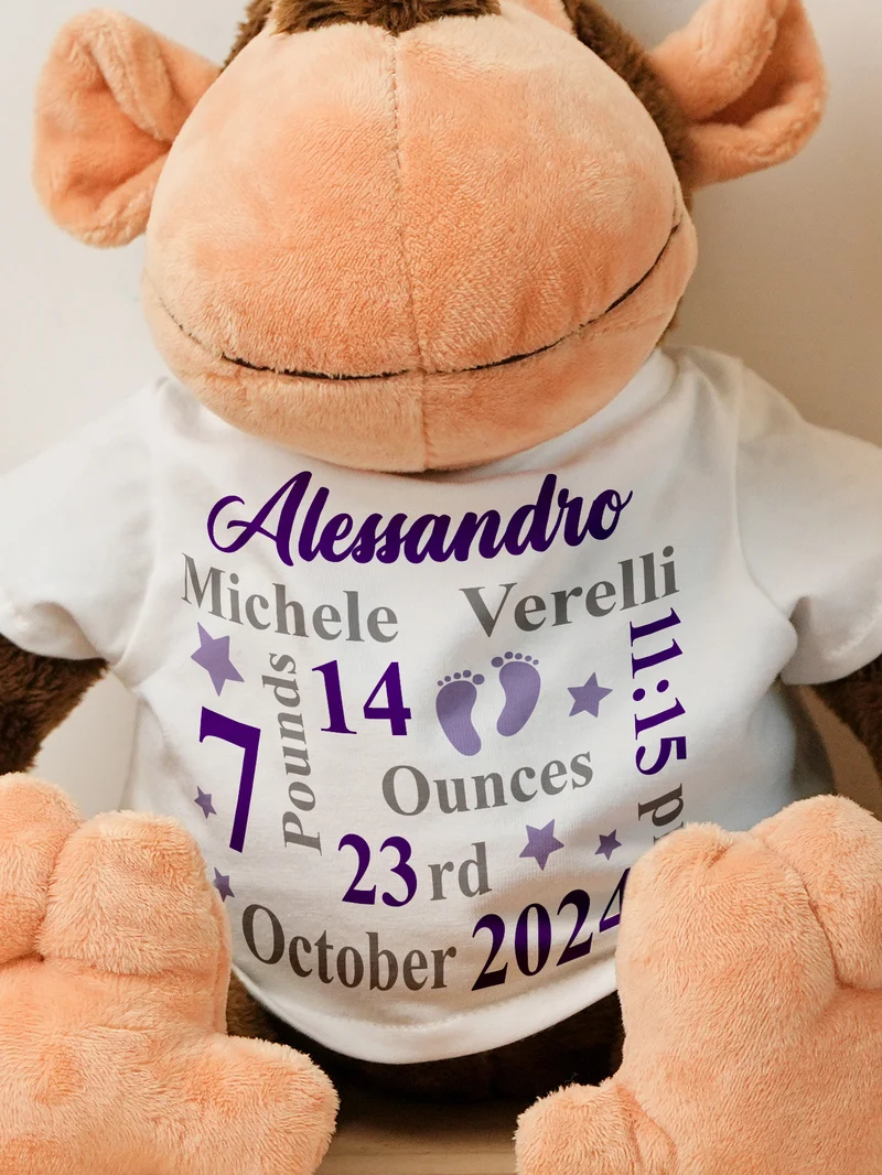 Personalisierte Tier Plüsch Kuscheltier Geburt Ankündigung Geschenk für Baby Shower