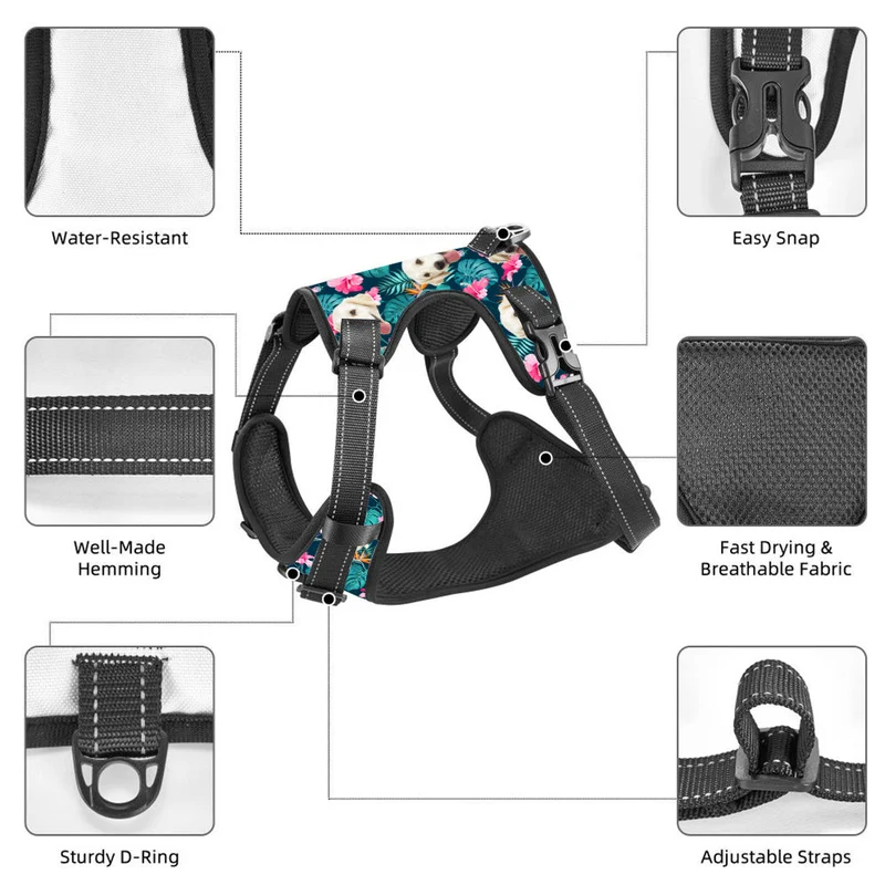 Hundegeschirr personalisiert Hawaii Style - Geschenke für Tierliebhaber