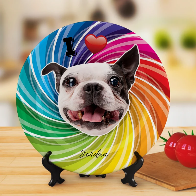 Hund Gesicht bunte keramische Teller Geschirr für Haustier