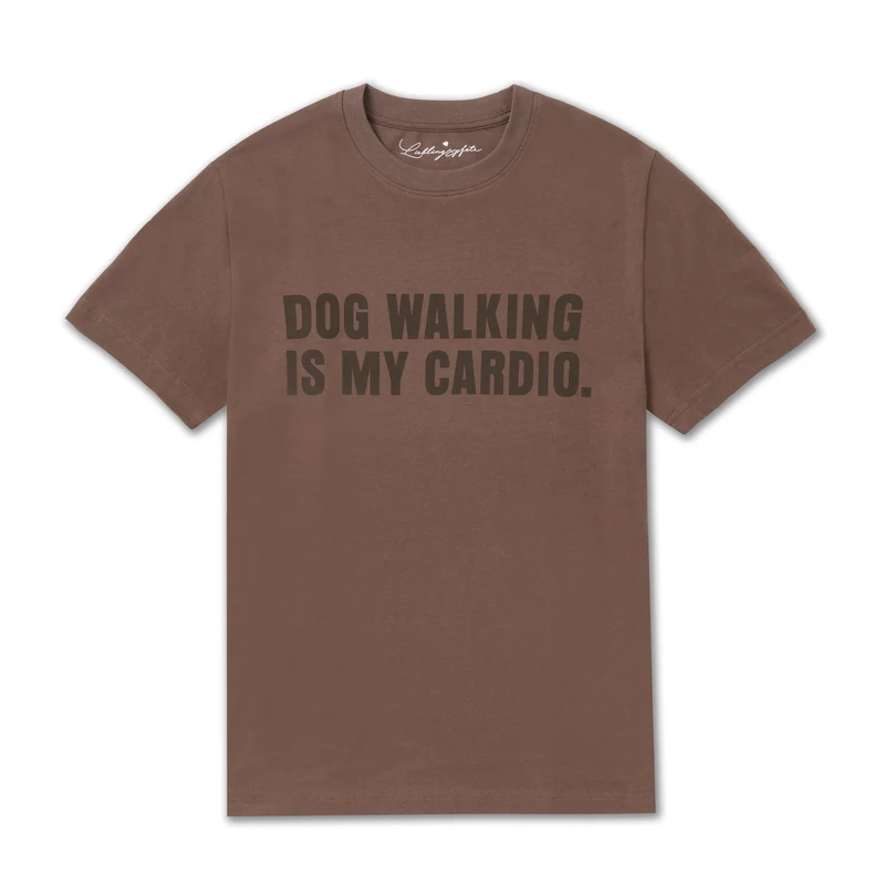 "DOG WALKING IS MY CARDIO" T-Shirt Mocha