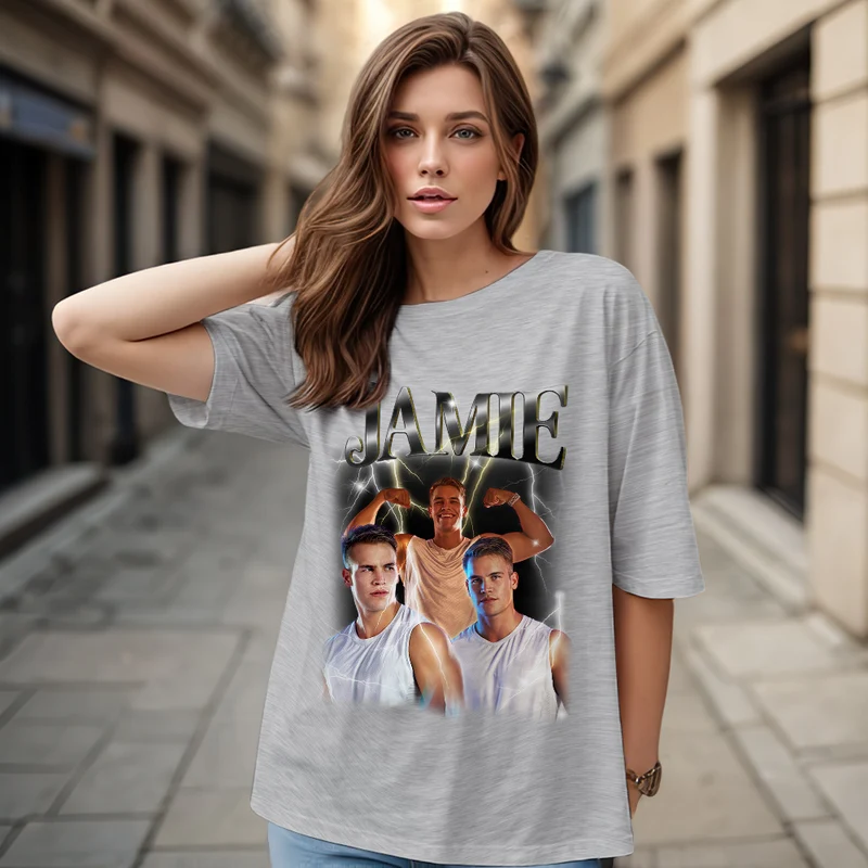 Vintage Foto T-Shirt personalisiert grau mit Name