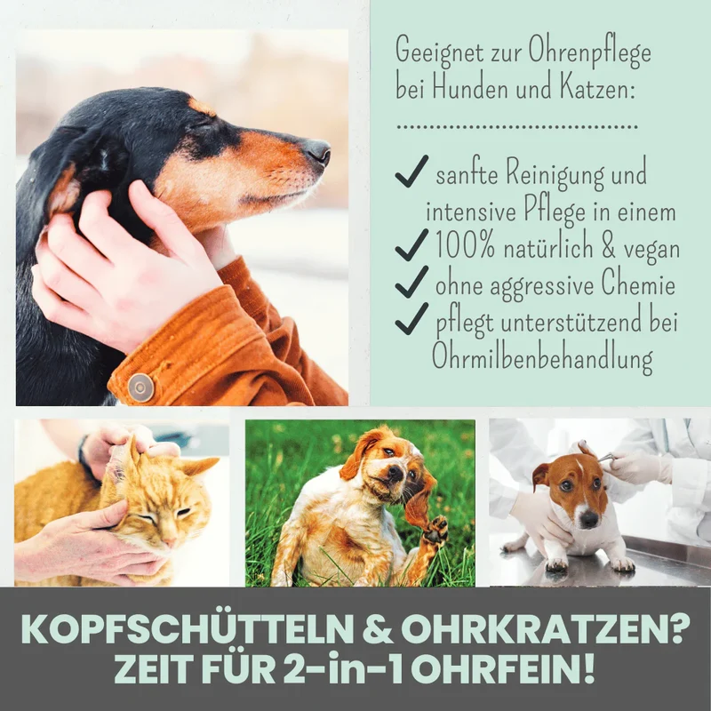 noms+ 2-in-1 Ohrfein Reinigung & Pflege für Hunde & Katzen mit kolloidalem Silber