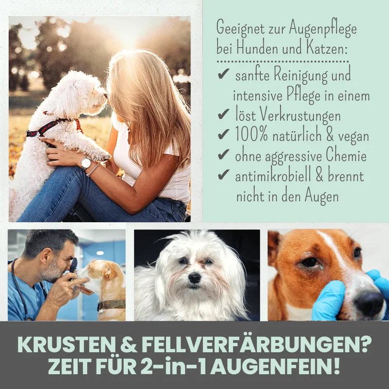 noms+ 2-in-1 Augenfein Reinigung & Pflege für Hunde & Katzen mit kolloidalem Silber