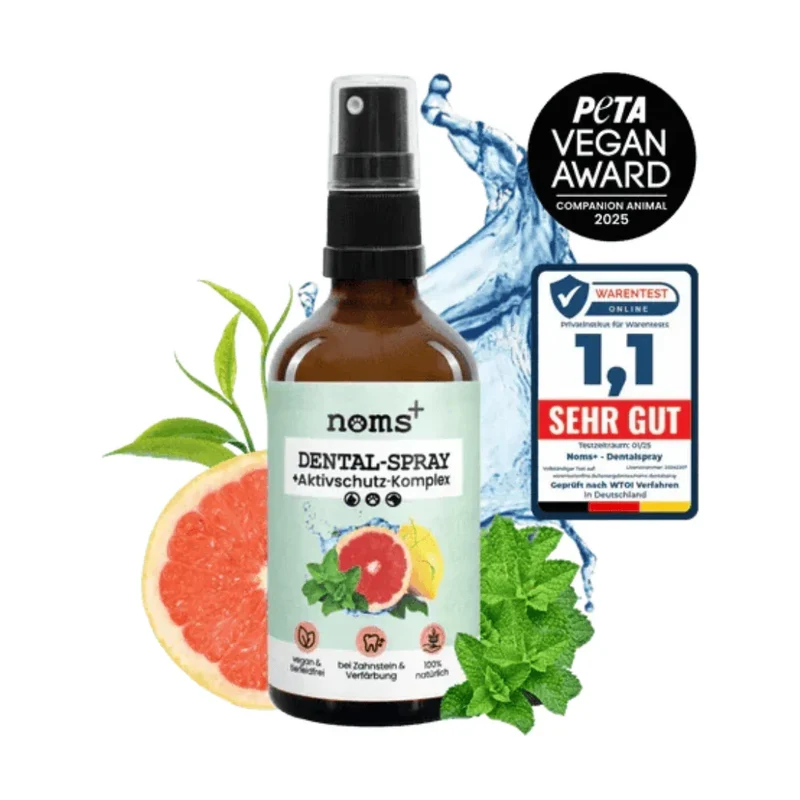 Natürliches Noms+ Dentalspray bei Zahnstein uvm. | Hoch-effektive Pflanzenextrakte | Für Hunde & Katzen | 100% vegan & tierleidfrei