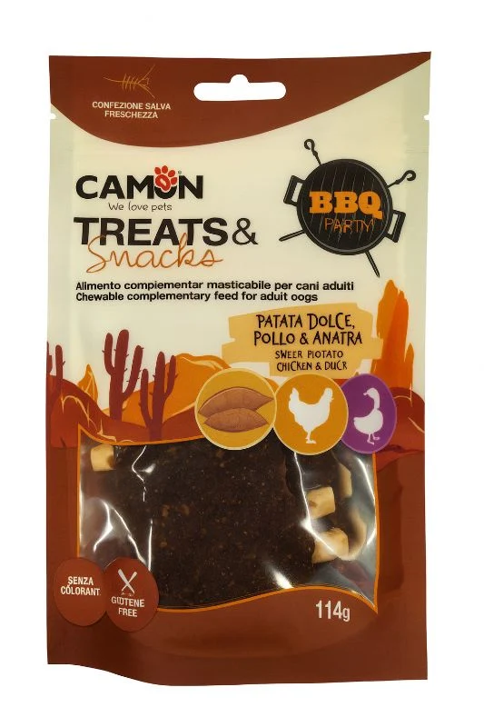 Camon Snacks BBQ Rippchen Süßkartoffel mit Huhn und Ente 114g
