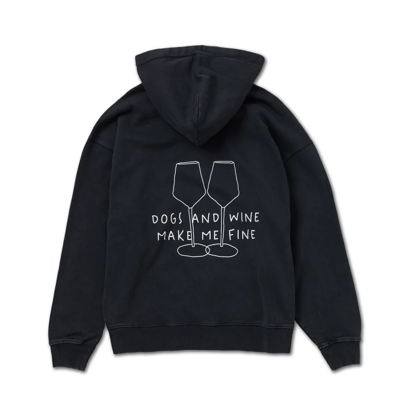 Oversize Hoodie "DOGS AND WINE" Vintage