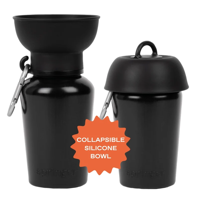 Reiseflasche Flip für Hunde 590ml Schwarz