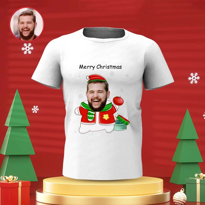 Foto Gesicht T-Shirt - Geschenk für Frauen und Männer Frohe Weihnachten