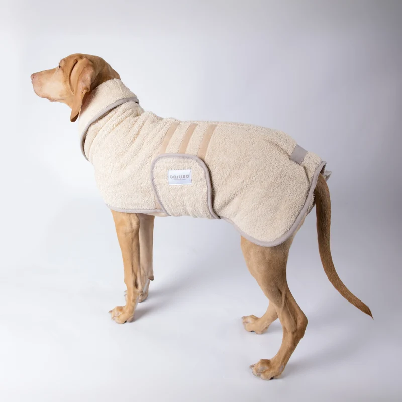 Hundebademantel Cozy Hug von Caruso - OEKO-TEX® zertifiziert - Beige - 6 Größen