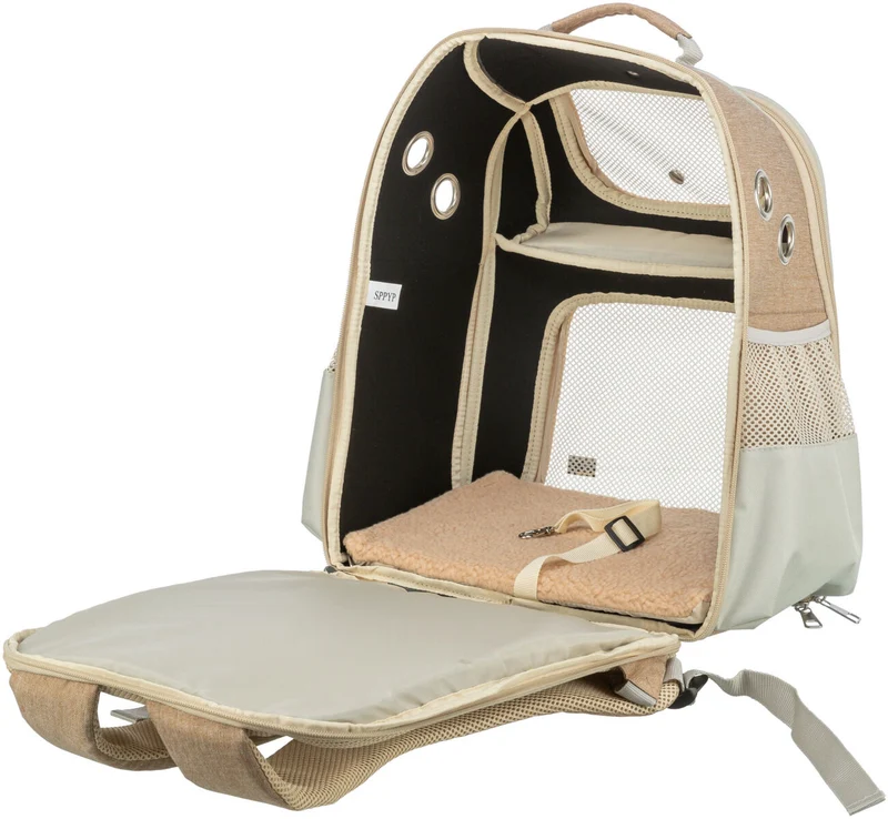 Hunderucksack Willow mit gepolsterten Schultergurten und Bauchgurt, beige/sandfarben