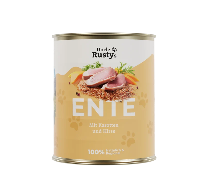 Uncle Rusty's Ente mit Karotten und Hirse Nassfutter - regionale Zutaten