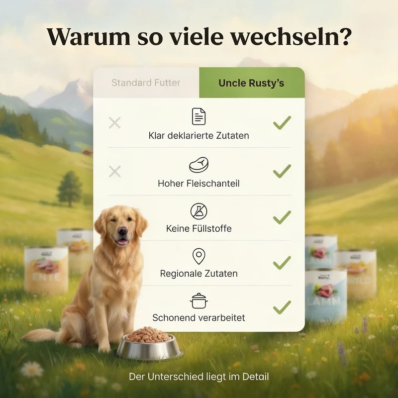 Uncle Rusty's Ente mit Karotten und Hirse Nassfutter - regionale Zutaten