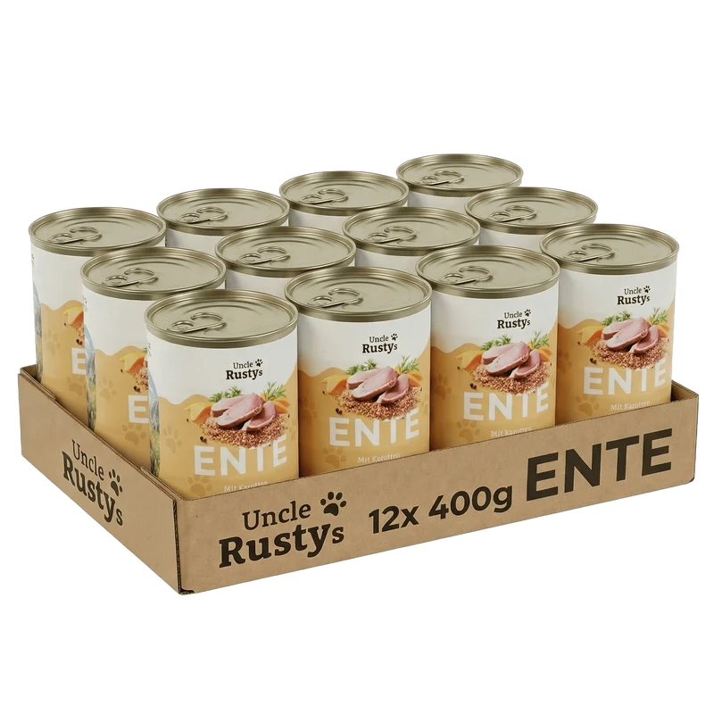 Uncle Rusty's Ente mit Karotten und Hirse Nassfutter - regionale Zutaten