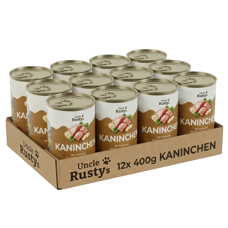 Uncle Rusty's Kaninchen mit Pastinake, Spinat und Buchweizen Nassfutter - regionale Zutaten