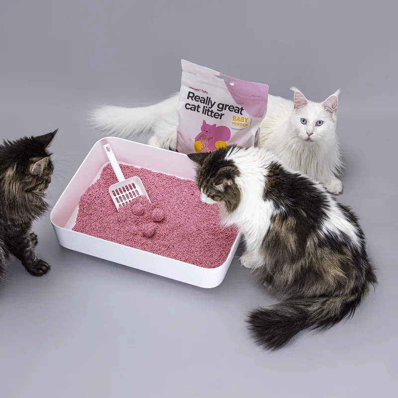 2x17L Nachhaltiges Katzenstreu Tofu Babypuder von HOOPO® | 100% Tofu | Babypuder Duft | Blitzschnelle Klumpenbildung