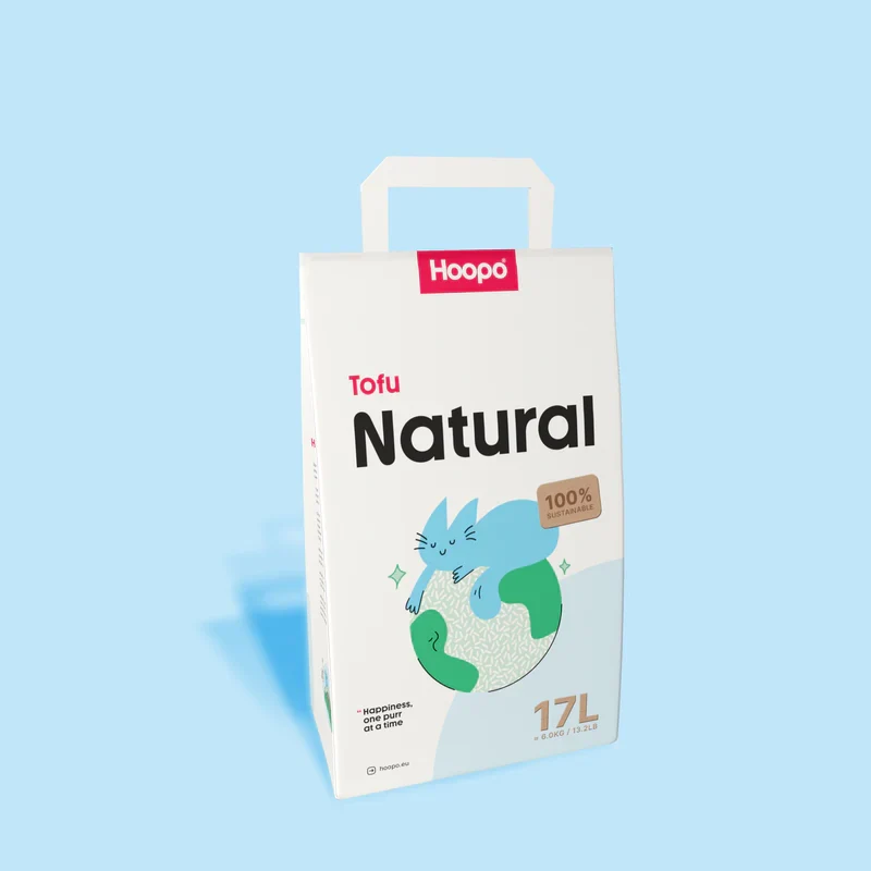 2x17L Nachhaltiges Katzenstreu Tofu Natural von HOOPO® | 100% Tofu | Blitzschnelle Klumpenbildung