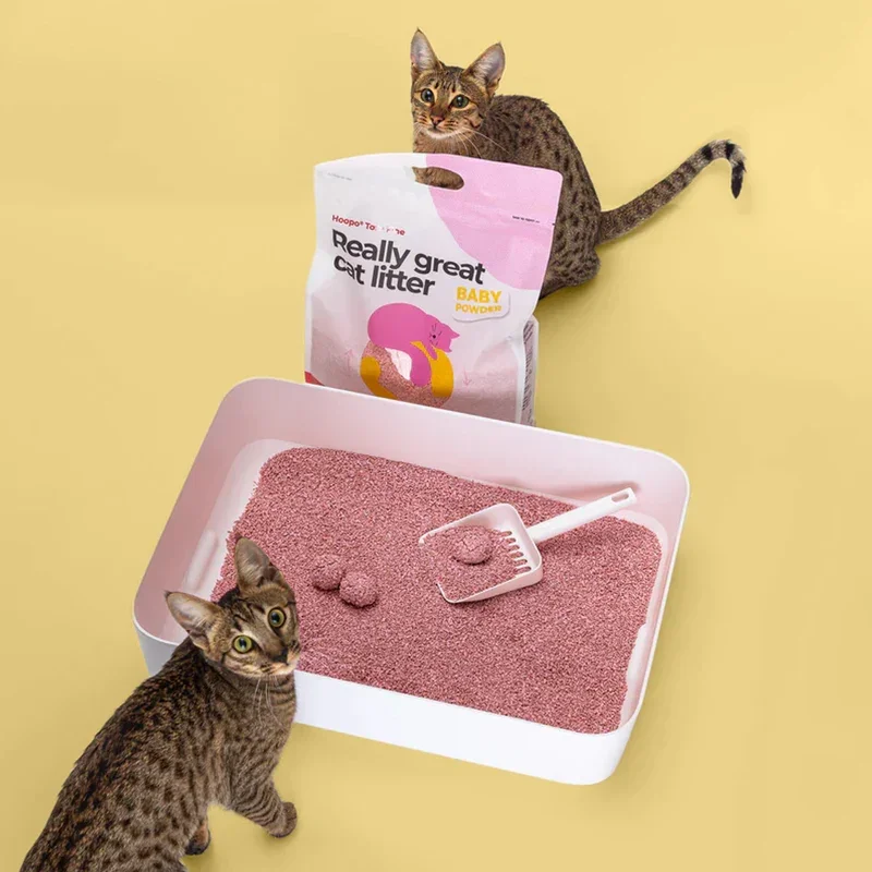 Nachhaltiges Katzenstreu Tofu Fine Babypuder von HOOPO® | 100% Tofu | Babypuder Duft | Blitzschnelle Klumpenbildung