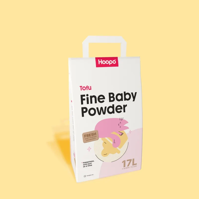 Nachhaltiges Katzenstreu Tofu Fine Babypuder von HOOPO® | 100% Tofu | Babypuder Duft | Blitzschnelle Klumpenbildung