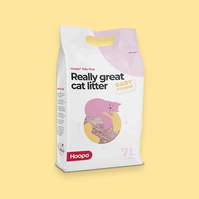 Nachhaltiges Katzenstreu Tofu Fine Babypuder von HOOPO® | 100% Tofu | Babypuder Duft | Blitzschnelle Klumpenbildung