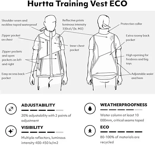 Hurtta Trainingsweste Training vest ECO | Recyceltes Material | Wassersäule über 10000 mm | Eggplant