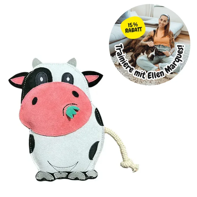 BUDDY. Hundespielzeug aus Leder Kuh - inkl. 15% Rabatt Hundetraining Ellen Marques