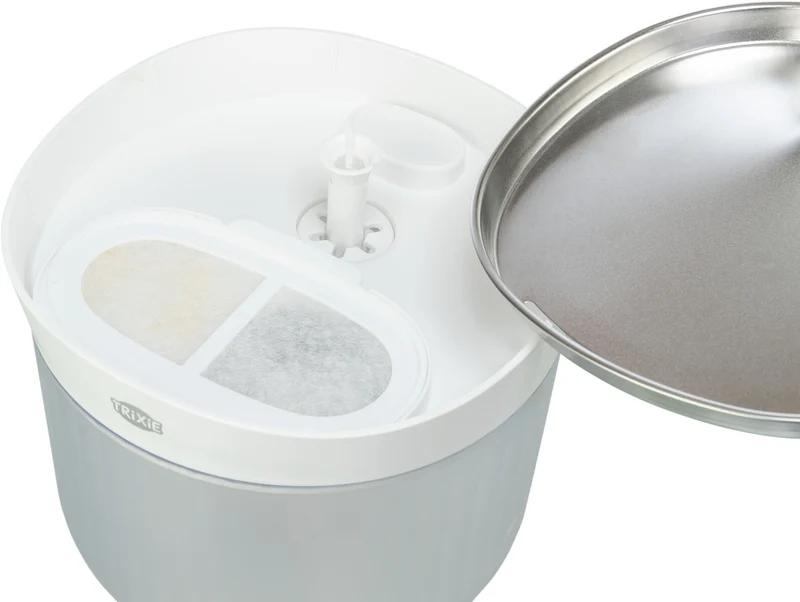 TRIXIE Aqua Clear Trinkbrunnen für Hunde – Edelstahlschale, 2,5 L, USB
