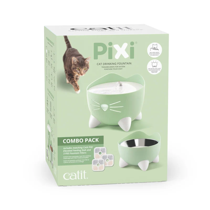 Catit Pixi Combo Kit Trinkbrunnen Futternapf und 3 Ersatzfilter