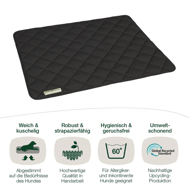 Öko Hundedecke Davos HOUND&NATURE | Wasserfest & recycelte Materialien | Oeko-Tex® Standard 100 | Schwarz