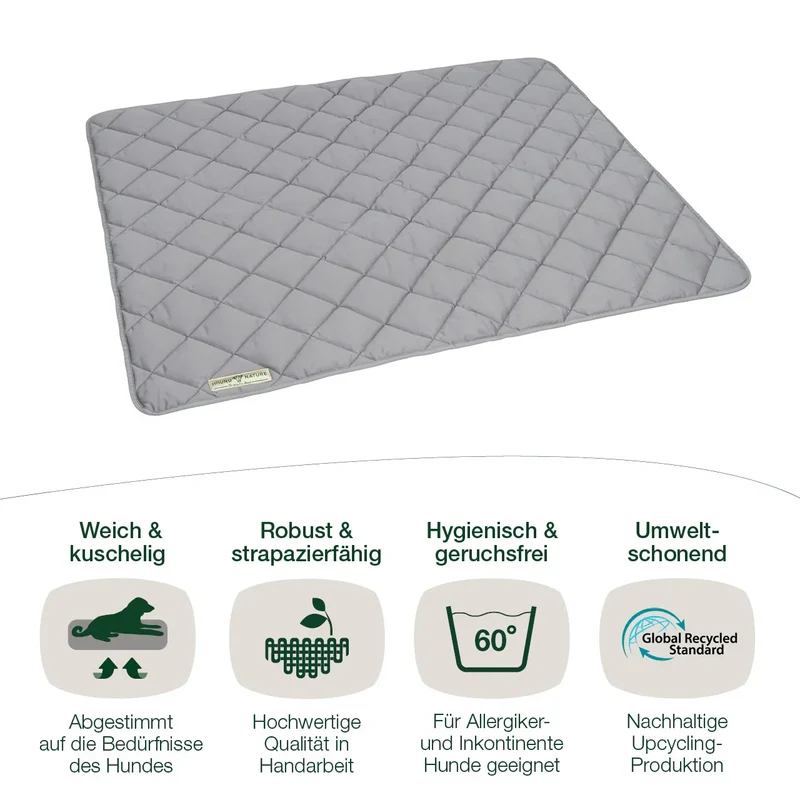 Öko Hundedecke Davos HOUND&NATURE | Wasserfest & recycelte Materialien | Oeko-Tex® Standard 100 | Hellgrau
