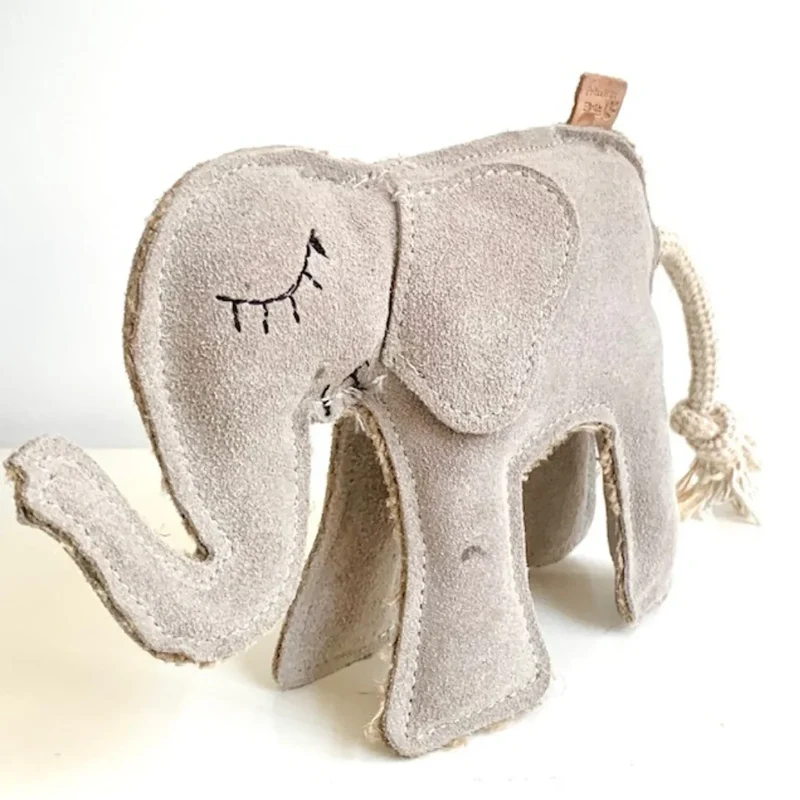 Fräulein Plath Hundespielzeug Elefant | Robust & schadstoffgeprüft | Upcycling-Wildleder