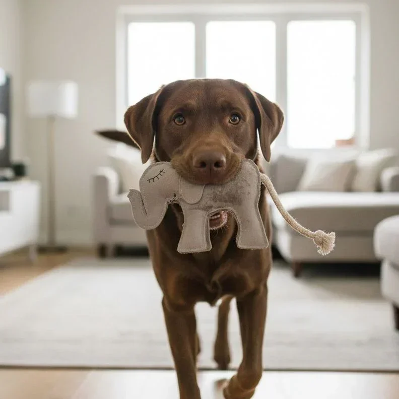 Fräulein Plath Hundespielzeug Elefant | Robust & schadstoffgeprüft | Upcycling-Wildleder