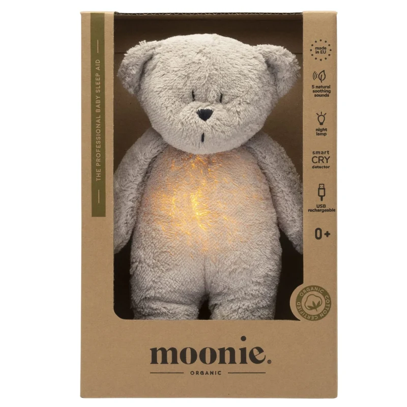 Brummender Teddybär mit Lampe Organic 2.0 – Grau