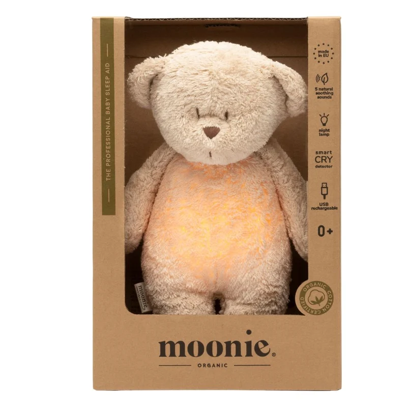 Brummender Teddybär mit Lampe Organic 2.0 – Sand