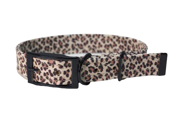 Hundehalsband mit Dornschnalle | Korkleder | Umweltfreundlich | Robust & Vegan | Leo weiß/schwarz