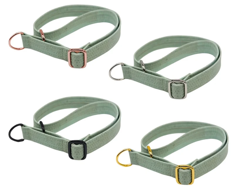 Zugstopp Halsband | Korkleder | Umweltfreundlich | Robust & Vegan | Mint | Beschläge wählbar
