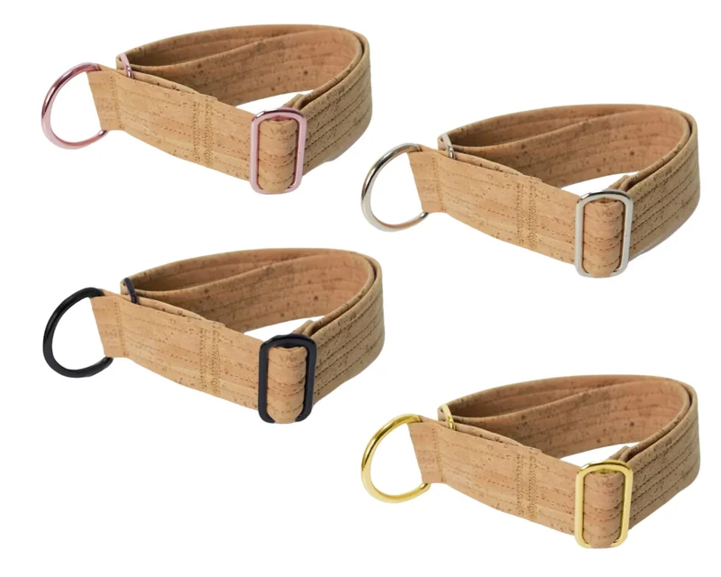Zugstopp Halsband | Korkleder | Umweltfreundlich | Robust & Vegan | Natur | Beschläge wählbar