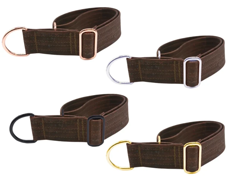 Zugstopp Halsband | Korkleder | Umweltfreundlich | Robust & Vegan | Braun | Beschläge wählbar