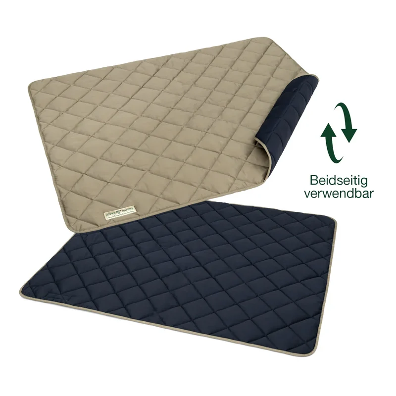 Öko Wendedecke Davos von HOUND&NATURE | Wasserfest & recycelte Materialien | Oeko-Tex® Standard 100 | Taupe-blau