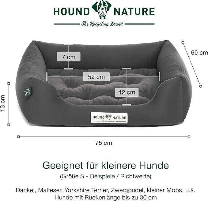 Orthopädisches Öko-Hundebett Zürich von HOUND&NATURE | Fleece-Seite | Recycelte Materialien | Oeko-Tex® Standard | Grau