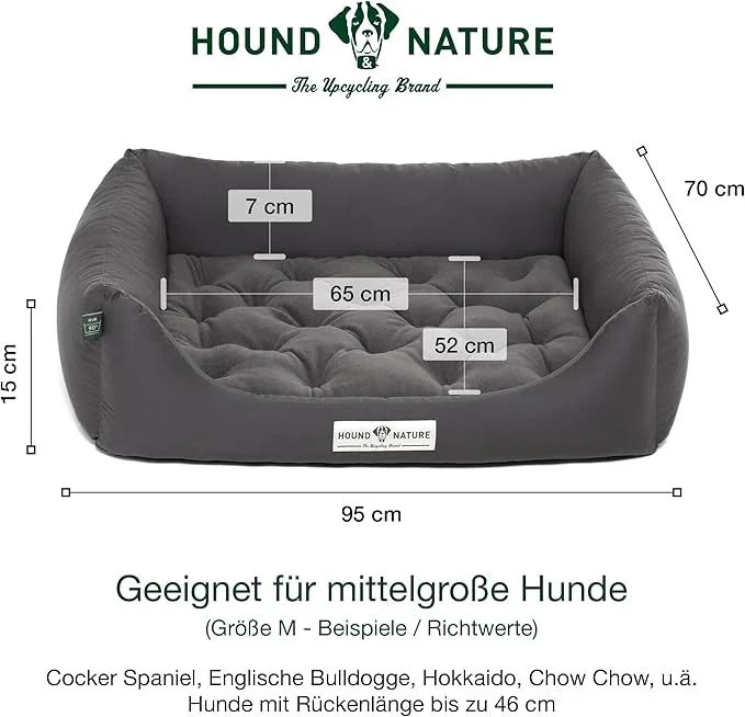 Orthopädisches Öko-Hundebett Zürich von HOUND&NATURE | Fleece-Seite | Recycelte Materialien | Oeko-Tex® Standard | Grau