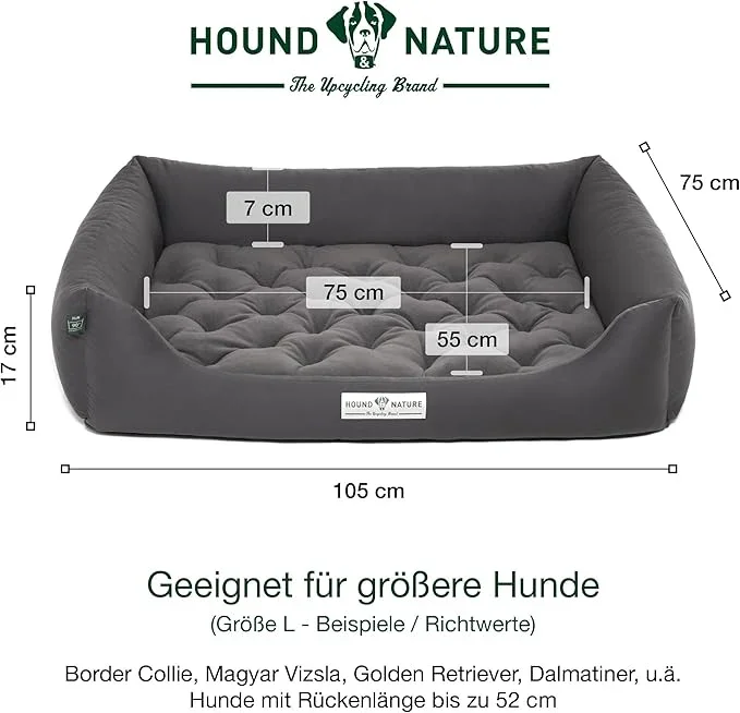 Orthopädisches Öko-Hundebett Zürich von HOUND&NATURE | Fleece-Seite | Recycelte Materialien | Oeko-Tex® Standard | Grau