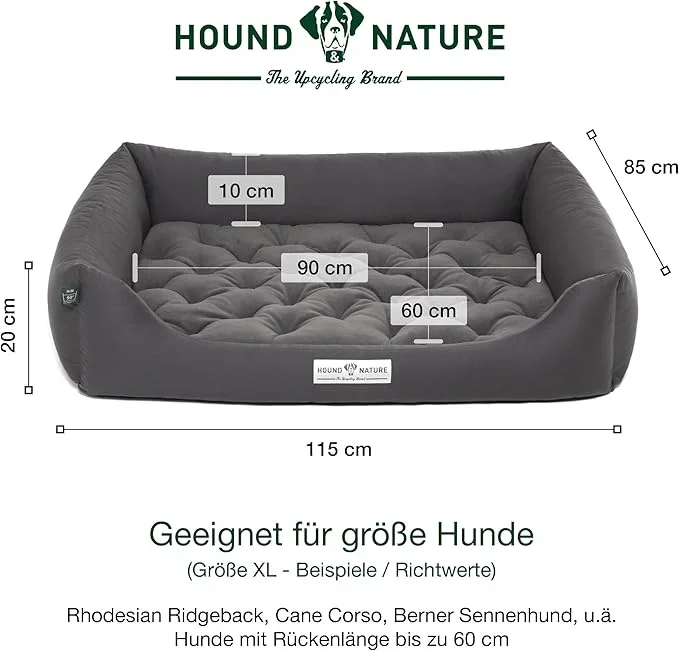 Orthopädisches Öko-Hundebett Zürich von HOUND&NATURE | Fleece-Seite | Recycelte Materialien | Oeko-Tex® Standard | Grau