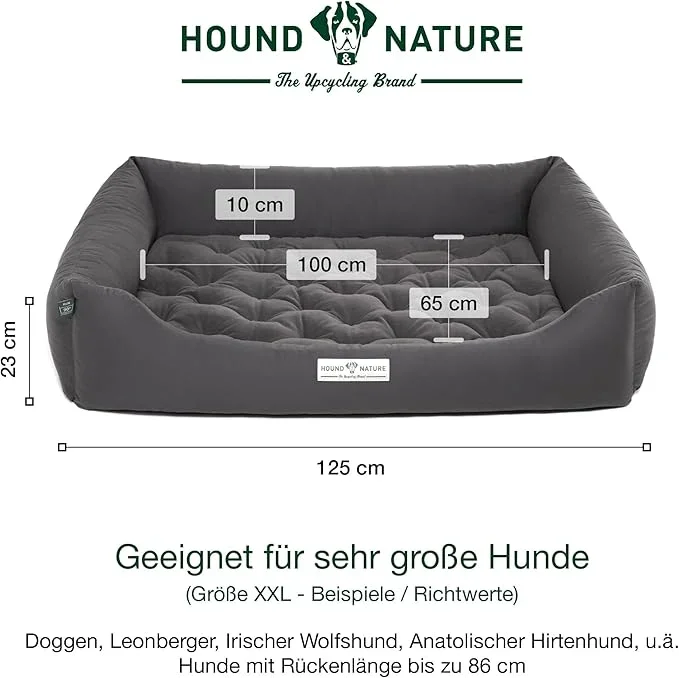 Orthopädisches Öko-Hundebett Zürich von HOUND&NATURE | Fleece-Seite | Recycelte Materialien | Oeko-Tex® Standard | Grau
