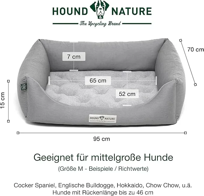 Orthopädisches Öko-Hundebett Zürich von HOUND&NATURE | Fleece-Seite | Recycelte Materialien | Oeko-Tex® Standard | Hellgrau