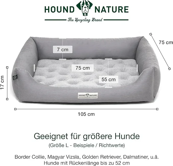 Orthopädisches Öko-Hundebett Zürich von HOUND&NATURE | Fleece-Seite | Recycelte Materialien | Oeko-Tex® Standard | Hellgrau