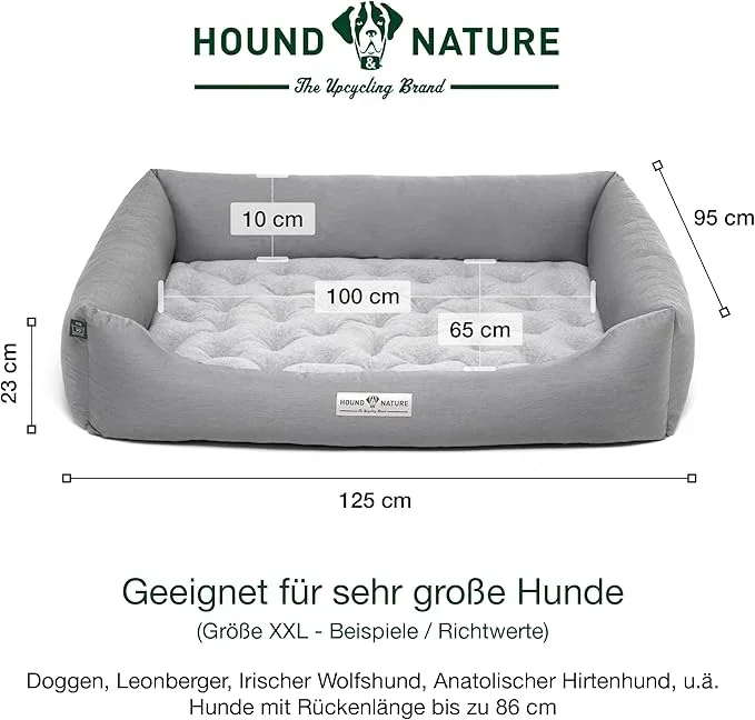 Orthopädisches Öko-Hundebett Zürich von HOUND&NATURE | Fleece-Seite | Recycelte Materialien | Oeko-Tex® Standard | Hellgrau