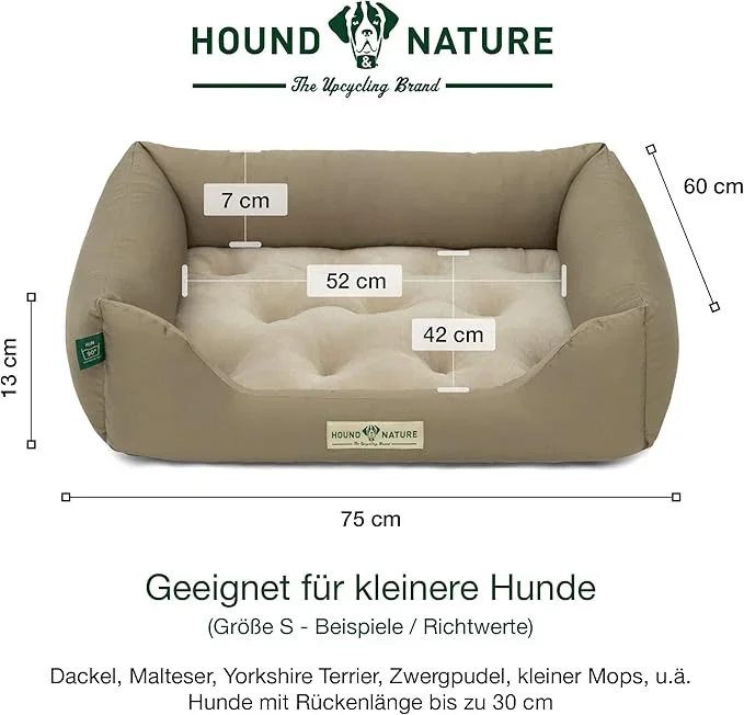 Orthopädisches Öko-Hundebett Zürich von HOUND&NATURE | Fleece-Seite | Recycelte Materialien | Oeko-Tex® Standard | Taupe