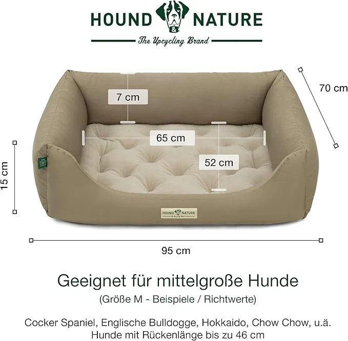 Orthopädisches Öko-Hundebett Zürich von HOUND&NATURE | Fleece-Seite | Recycelte Materialien | Oeko-Tex® Standard | Taupe