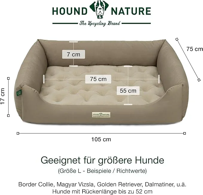 Orthopädisches Öko-Hundebett Zürich von HOUND&NATURE | Fleece-Seite | Recycelte Materialien | Oeko-Tex® Standard | Taupe