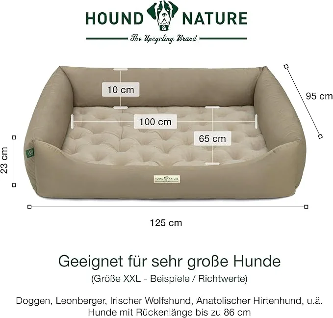 Orthopädisches Öko-Hundebett Zürich von HOUND&NATURE | Fleece-Seite | Recycelte Materialien | Oeko-Tex® Standard | Taupe